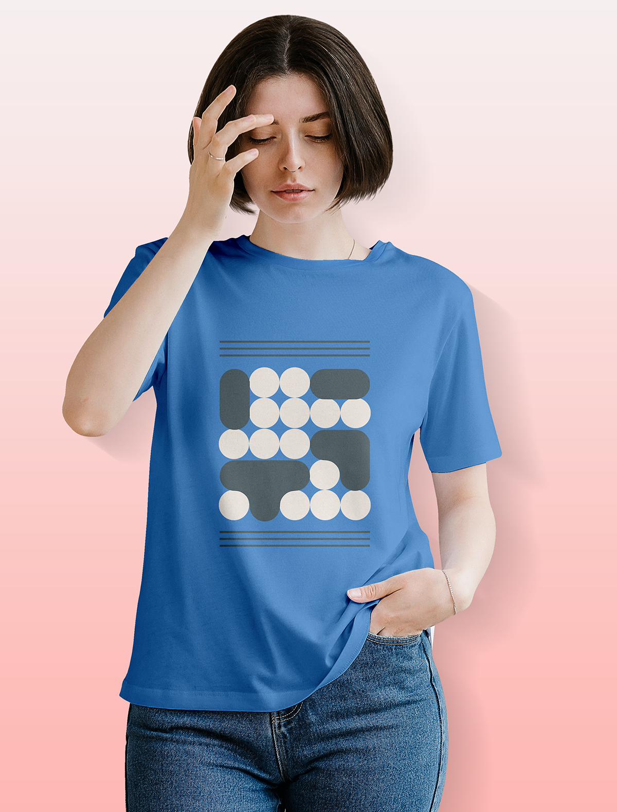 Geometric Grid Abstract Tee