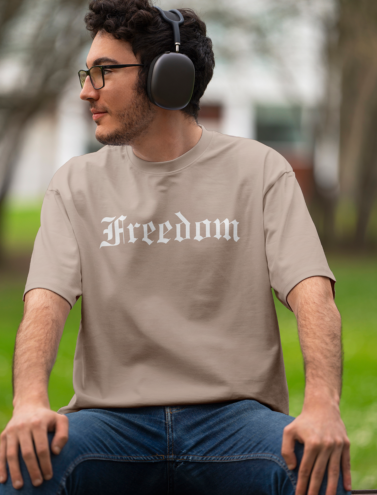 Oversized “Freedom” Fine Art Graphic Tee