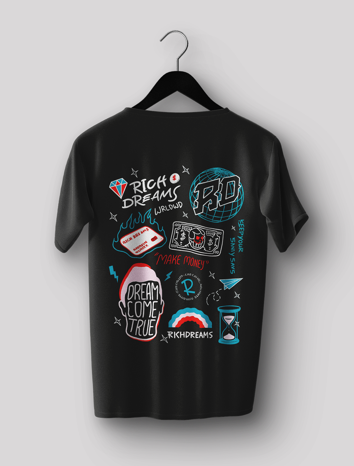 Oversized “Rich Dreams” Street Doodle Tee